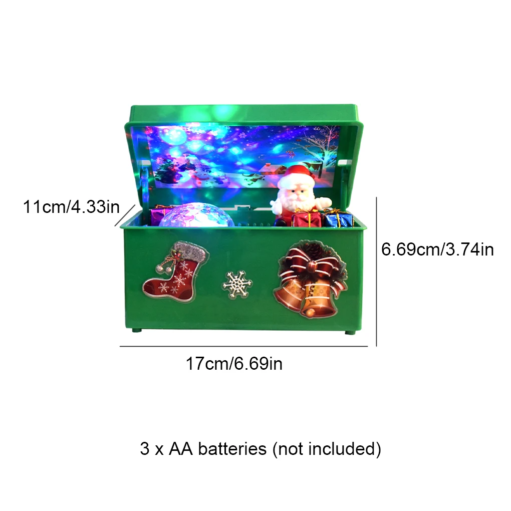 

Музыкальная шкатулка в рождественском стиле, красивый пластиковый креативный Декор Санта-Клауса, светодиодная музыкальная шкатулка для ве...
