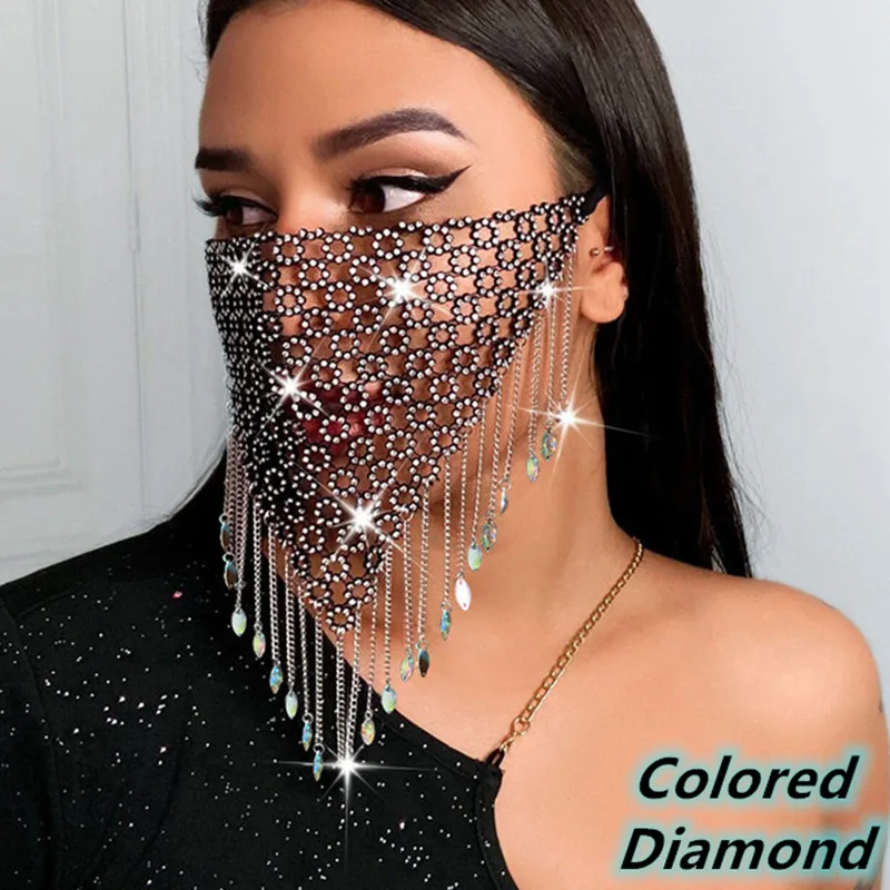 Блестящая бритвенная маска для лица с блестками и бахромой