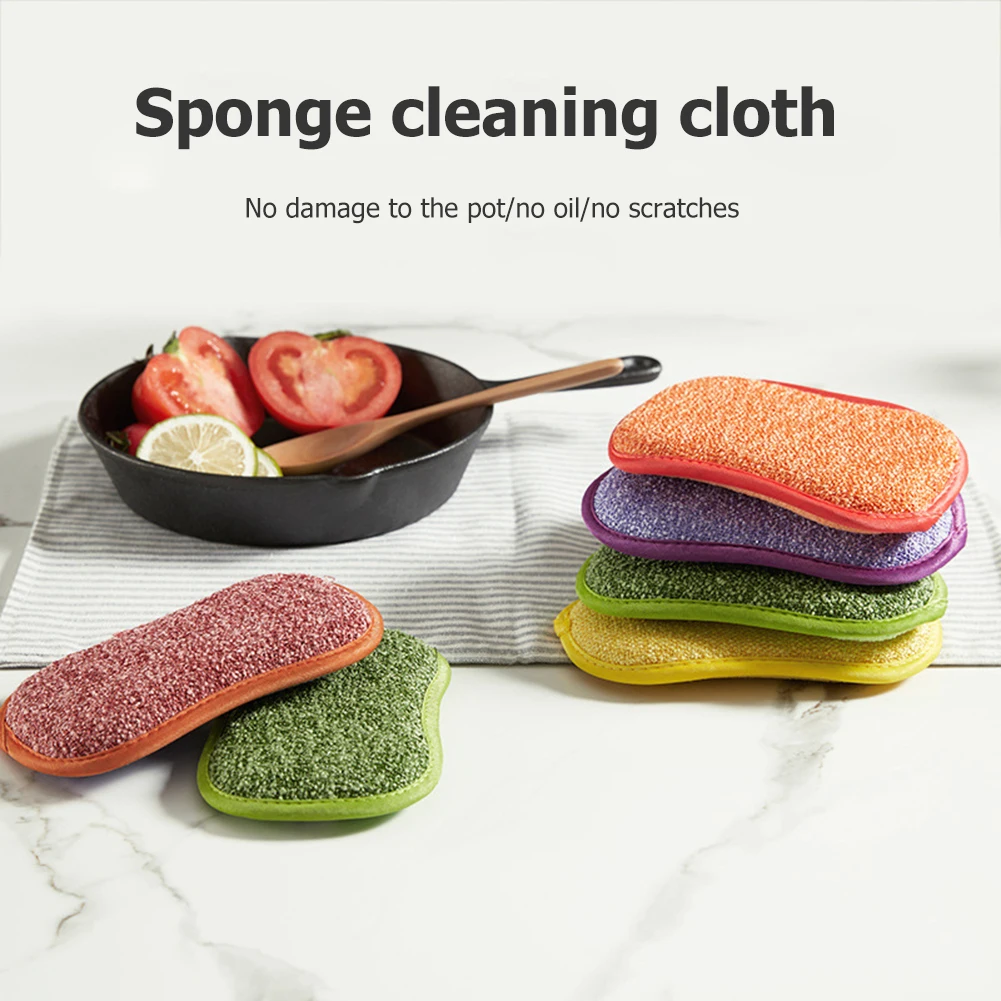 

Kitchen Cleaning Scrubbing Sponges Reusable Non-Scratch Microfiber Scrubber Sponge Kitchen Home Clean Pot Pan Dish Washer Sponge