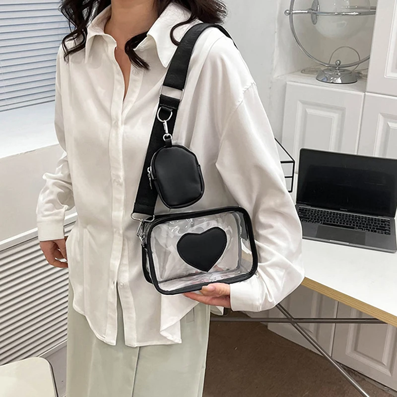 

Женская сумка через плечо, утвержденная для стадиона, прозрачная сумка из ПВХ для телефона, модная повседневная Водонепроницаемая Наплечная Сумка с регулируемым ремешком