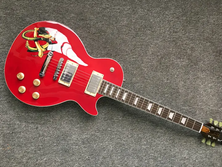 

Electric guitar, red snake six string LP, rosewood fingerboard, gold accessories, our store can customize any sty