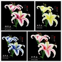 10pcslot luxury sew large embroidery patch lily flower cheongsam dress shirt clothing decoration accessories applique