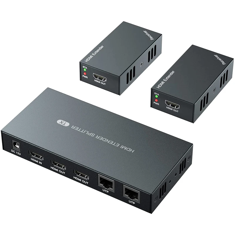 

HDMI Extender Splitter 1x2 1080P@60Hz Over Cat 5E/6/7 Ethernet Cable 60m With 2 HDMI loopout HDMI Splitter extensor POC Function