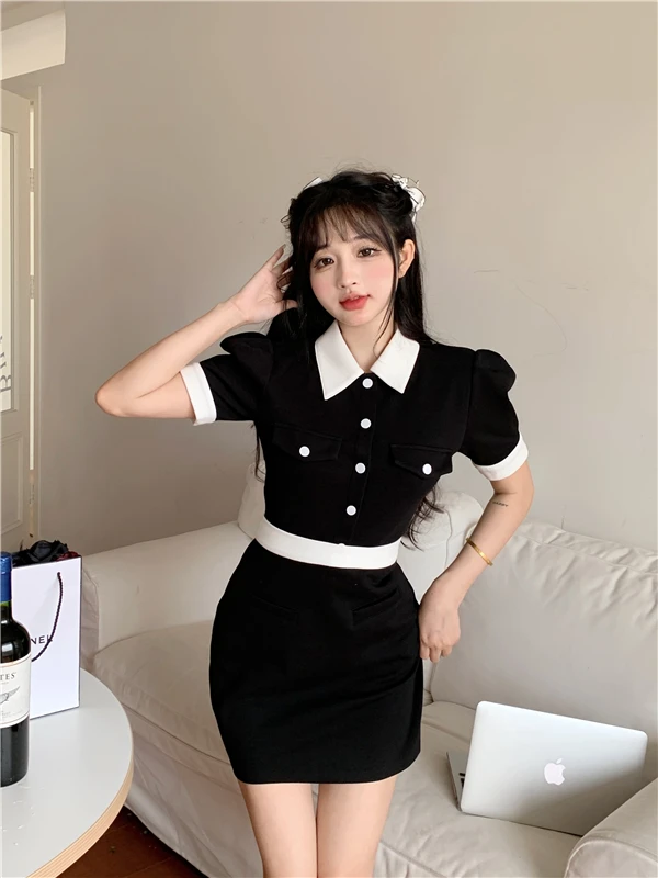 

Make firm offers bump color reduction of age short shirt jacket skirt of tall waist bust skirt suit two-piece fashion