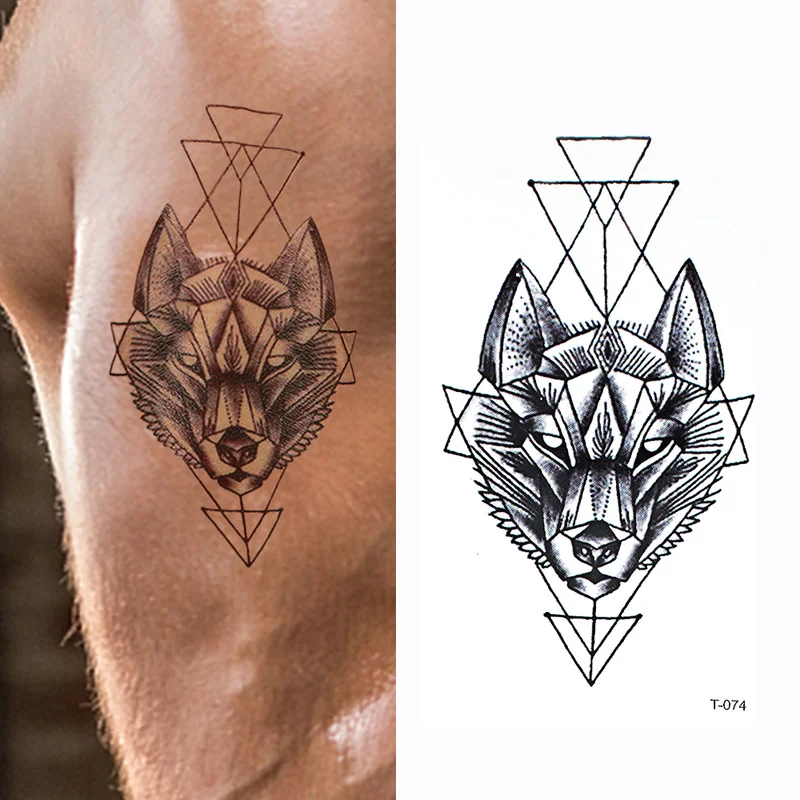 

1PCS Black Wolf Temporary Tattoo Sticker Waterproof Lasting Geometry Animal Fake Tattoo Sticker Men Women Body Arm Art Sticker