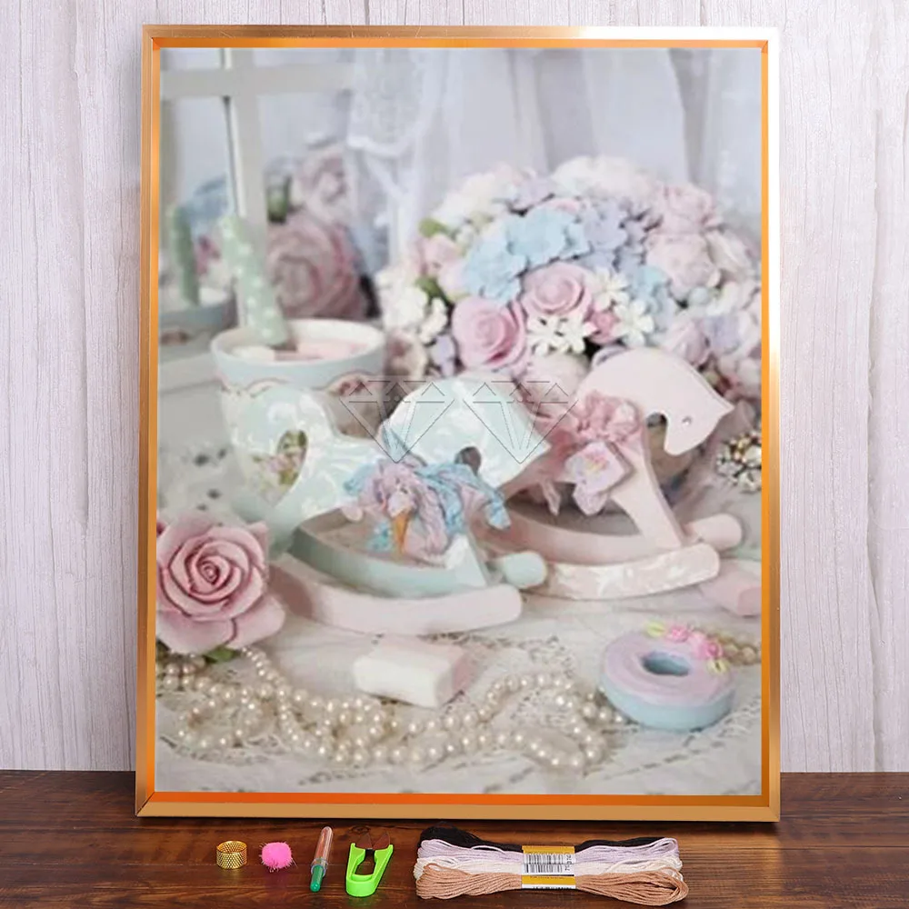 

Landscape Flower Eiffel Tower Rose Pre-Printed 11CT Cross Stitch Patterns Embroidery DMC Threads Sewing Craft Adults