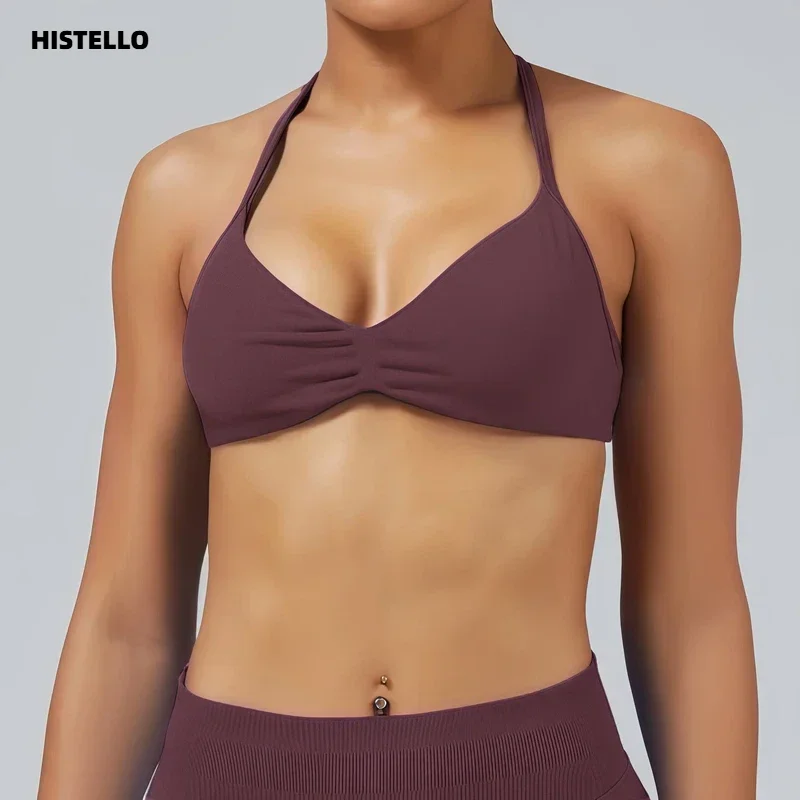 Фото Бюстгальтер HISTELLO Impact Strappy для женщин, бесшовное спортивное белье с высокой поддержкой, сексуальная спортивная одежда с эффектом пуш-ап, топ для йоги и тренировок. №1
