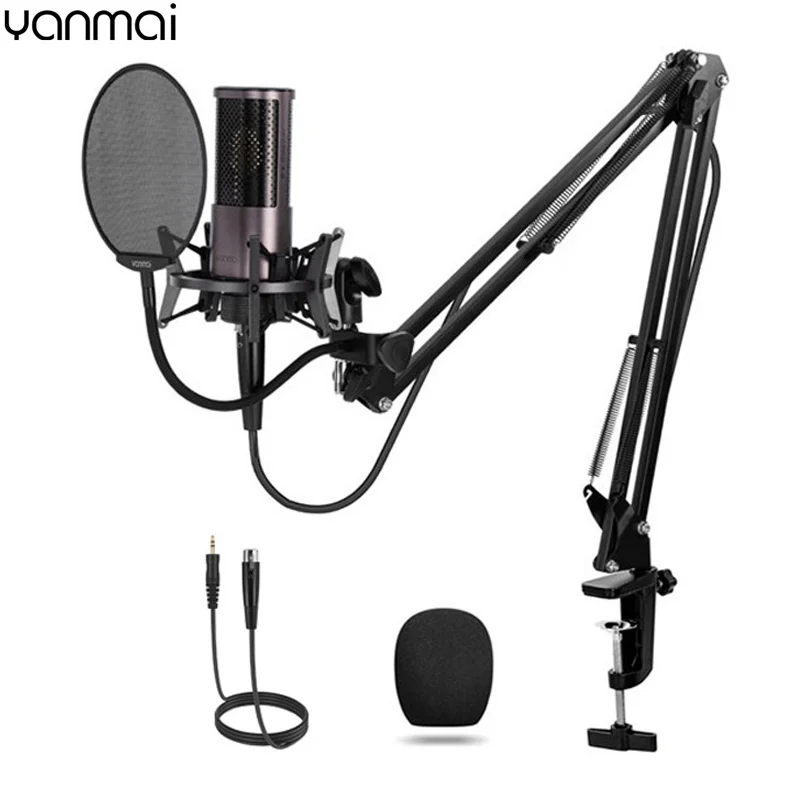 Free Shipping Yanmai X2 Usb Condensador Microfone Gamer Studio Mic Podcast Microfono Music 3.5mm Metal With Arm Stand