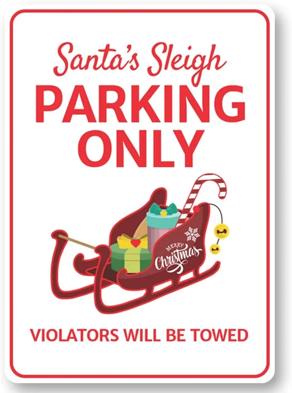 Snt Slegh Sgn Decor Chrstms Prkng Only Metl Gft Cfe Dner Pub Grge Office Qulty