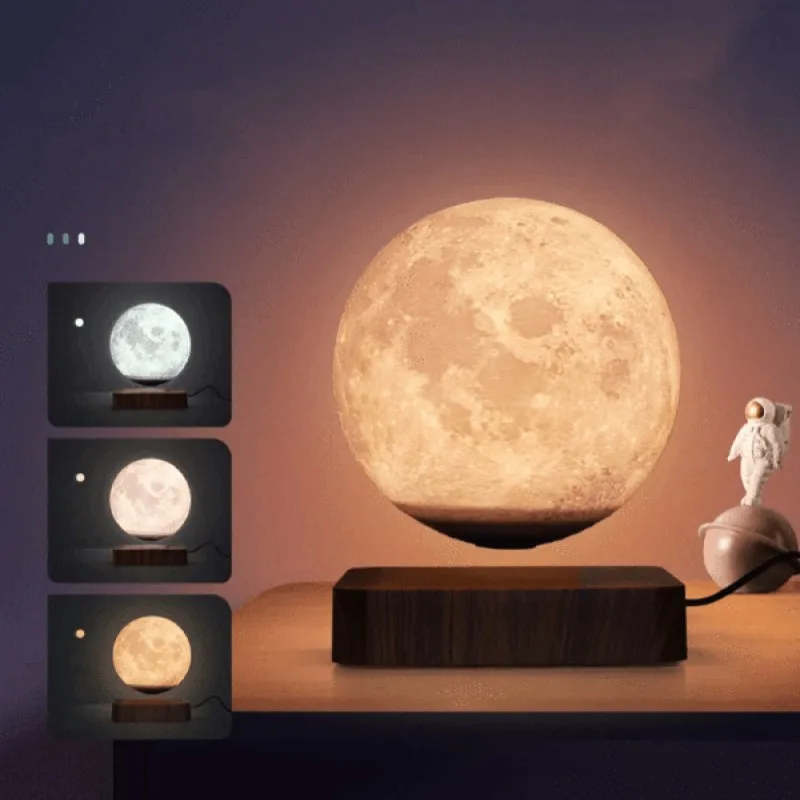 

1pcs Moon Lamp 3d Printing Magnetic Levitation Maglev Moon Lamp Background Atmosphere Saturn Small Night Lamp Circular Walnut