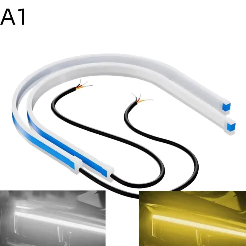 

2 шт. 30 см автомобильные дневные ходовые огни гибкие водонепроницаемые фары светодиодные ленты желтый белый синий красный авто указатель поворота тормозной лампы