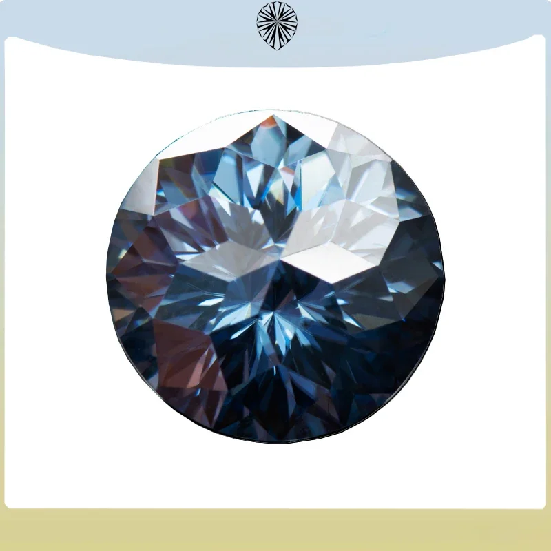 Камень муассанит основные цвета королевский синий круглая форма специальный