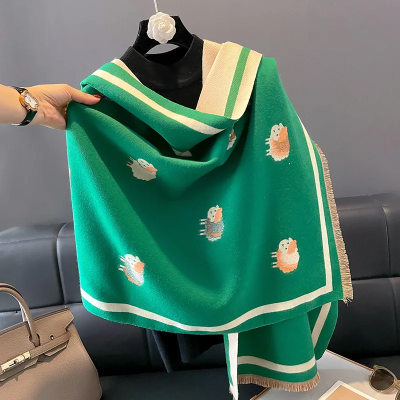 

Плотный теплый зимний кашемировый шарф для женщин, одеяло с принтом, шаль, платок, женский шарф из пашмины 180*65 см, мягкая шаль 2023