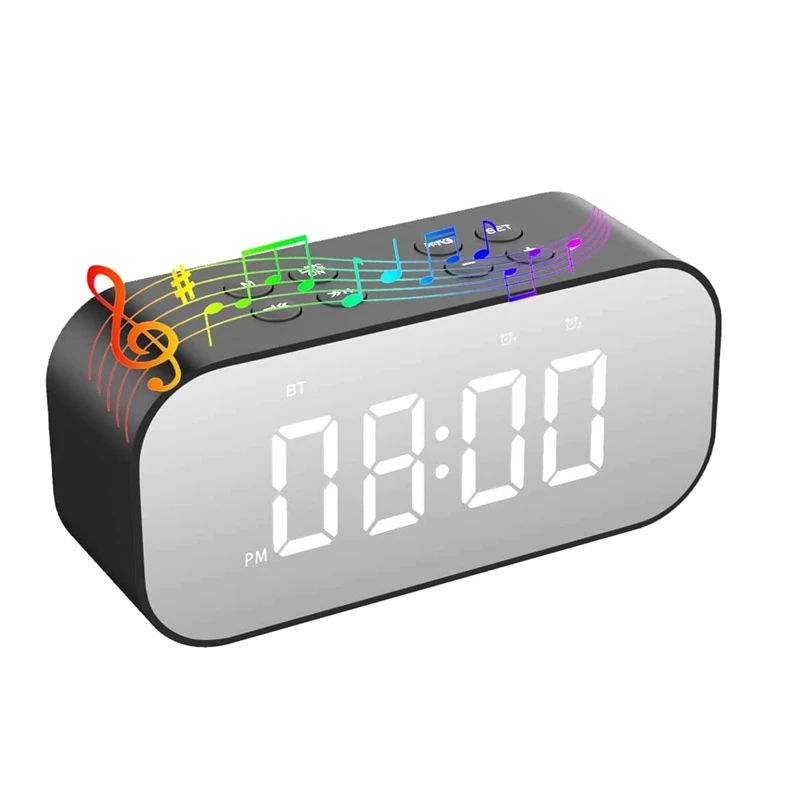 For Bedroom/office,digital Clock With Bluetooth Speaker,alarm Clock For Heavy Sleepers Adults/teens