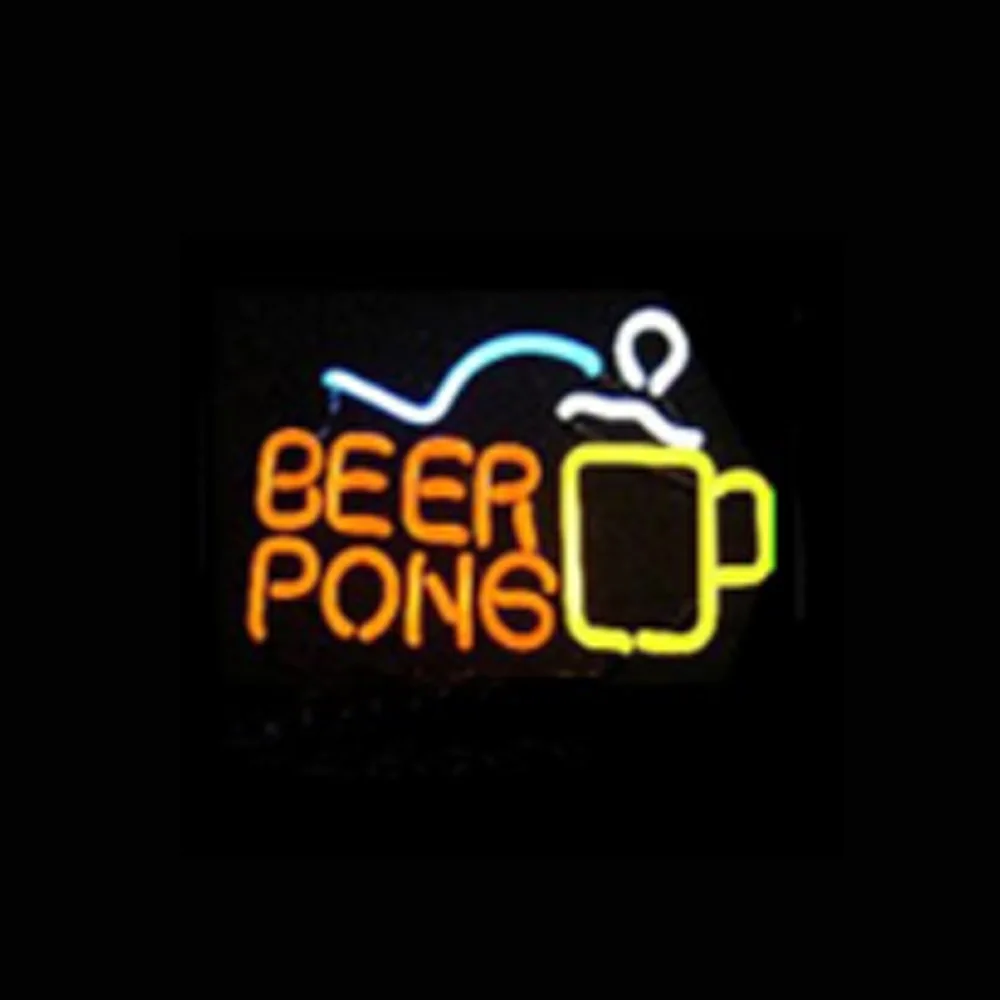 

BEER PONG Mug Neon Sign Light Custom Handmade Real Glass Tube Bar KTV Advertise Store Party Wall Decoration Display Lamp 17"X14"