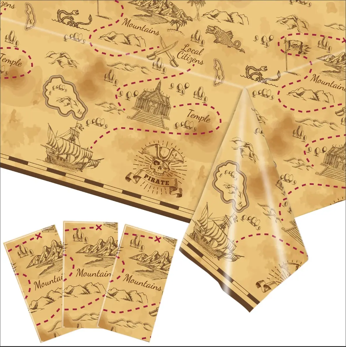 

Pirate Treasure Map Disposable Tablecloth Birthday Party Decorations Table Kids Baby Show Christmas New Year Home Supplies