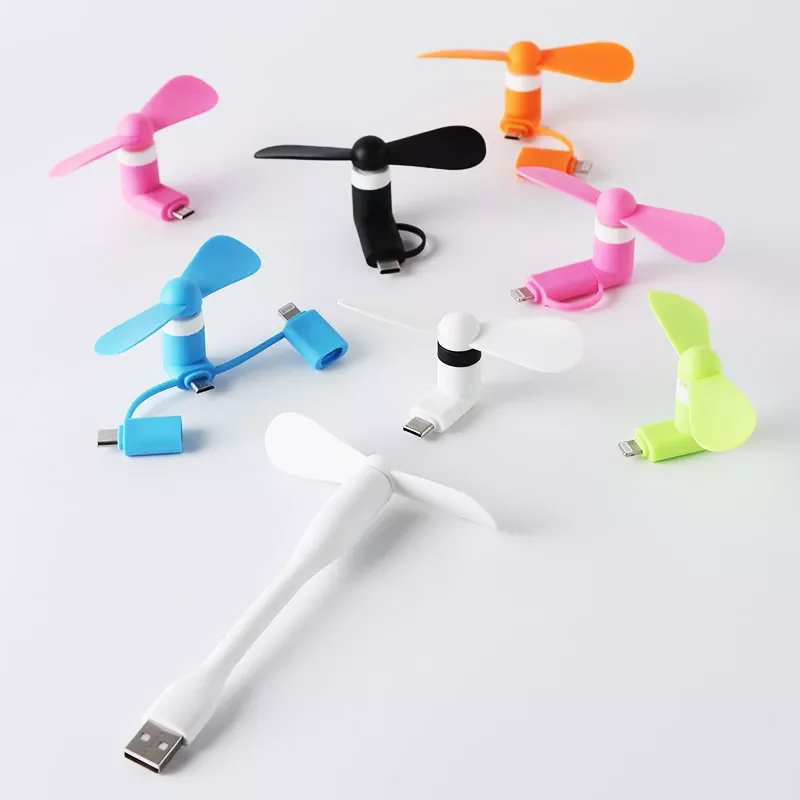 

Mini USB Fan Flexible Cooling hand Fan portable Summer Cooler Cool for iphone ipad Android phone 2 in 1 3 in1 Micro Type C