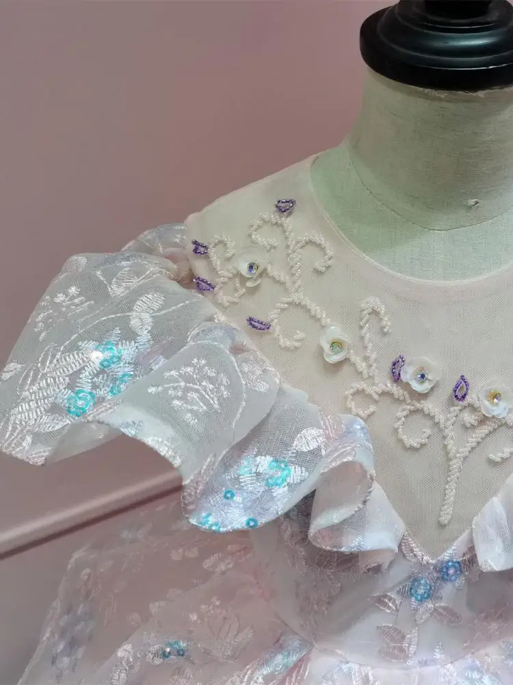 Платье с цветочной вышивкой для девочек детские свадебные платья детское платье