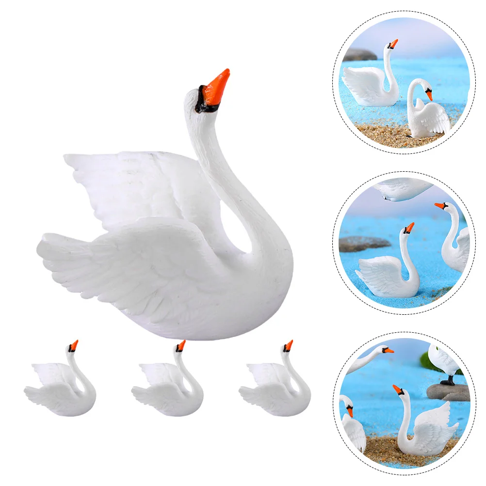

4Pcs Mini Swan Ornaments Decorative Swan Mini Swan Figurines DIY Flowerpot Accessories