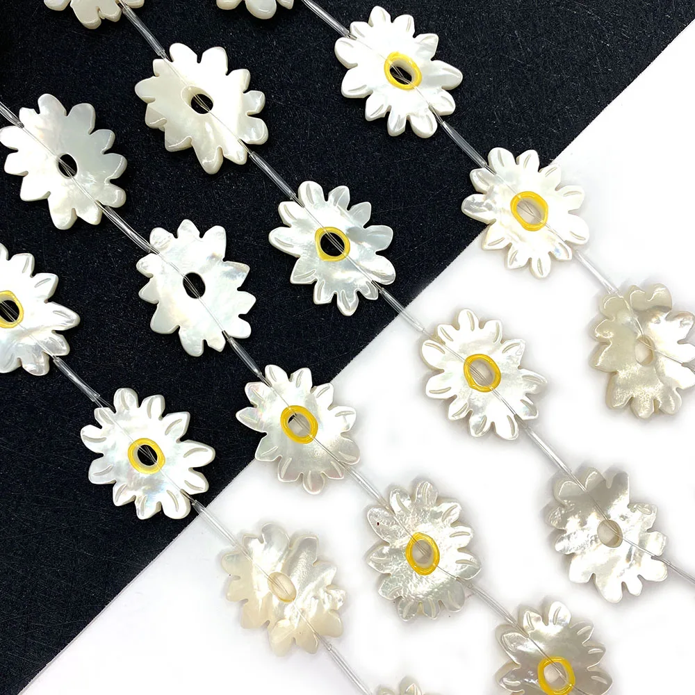 

NaturalAbaloneShell Sunflower shape Beads14*18mm-22*26mmMotherOfPearl AbaloneShellCharmJewelryBraceletEarring, Plus Pendant