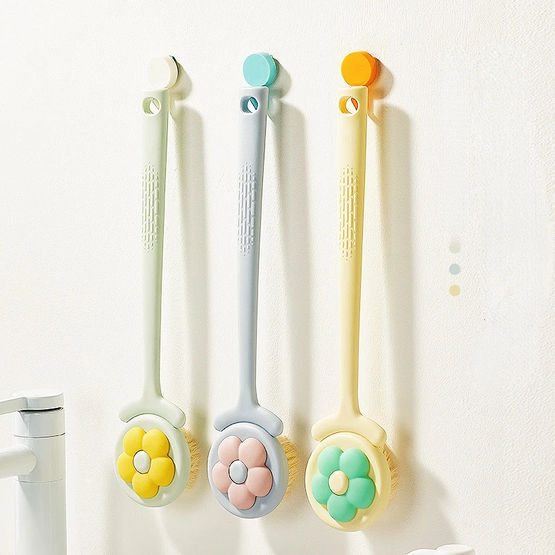 

1pc Durable Flower Bath Brush Back Scrub Bath Bath Brush Long Handle Soft Hair Body Rub Mud Dry Brush Exfoliating Brush