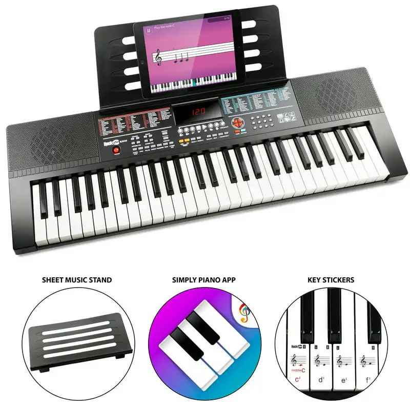

Keyboard Piano with Sheet Music Stand, Piano Note Stickers & Lessons