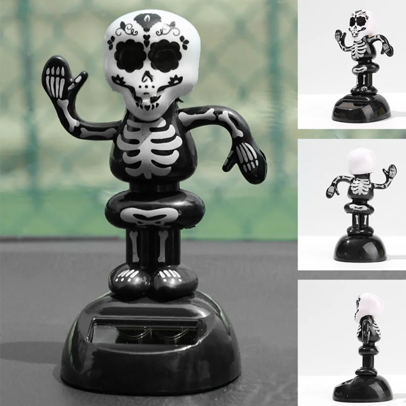 

Car Dashboard Decorations for Creative Skeleton Ornament Solar Energy Bobble Head Halloween Props Toys Festival Gift