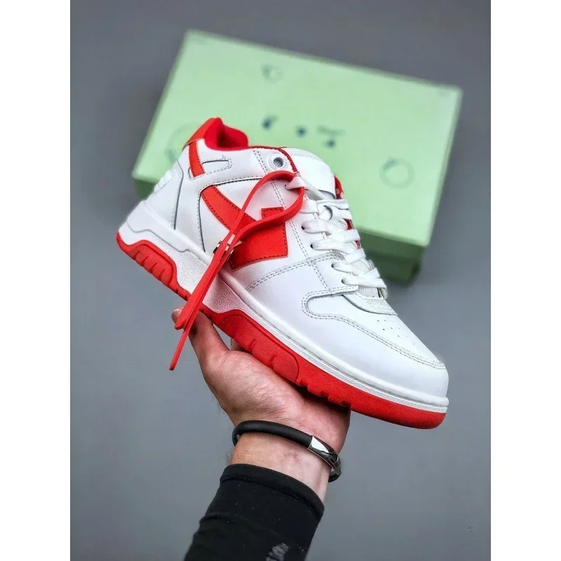 

Fashion 2024 new trend arrow panda color leather casual OW-off casual WHITE men and women white shoes