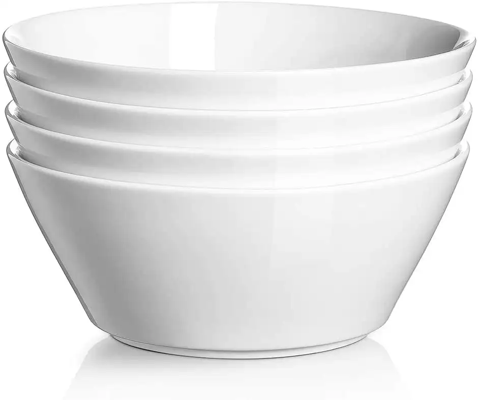 

Ceramic Soup Bowls, 32 Ounces White Ramen Bowl for Noodle, Porcelain Salad Bowls Set of 4, Large Cereal Bowls for Kitchen, Dishw