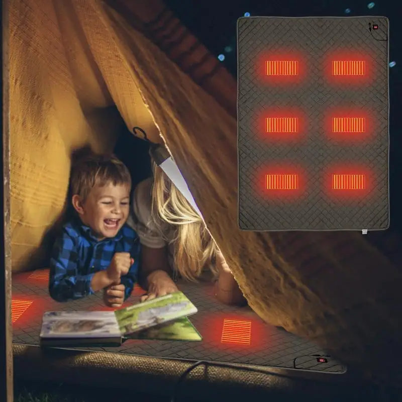 

Camping Heating Mat For Sleeping Bag Electric Heating Blanket 5V USB Heated Pad 6 Heating Zones Adjustable Heating Blanket