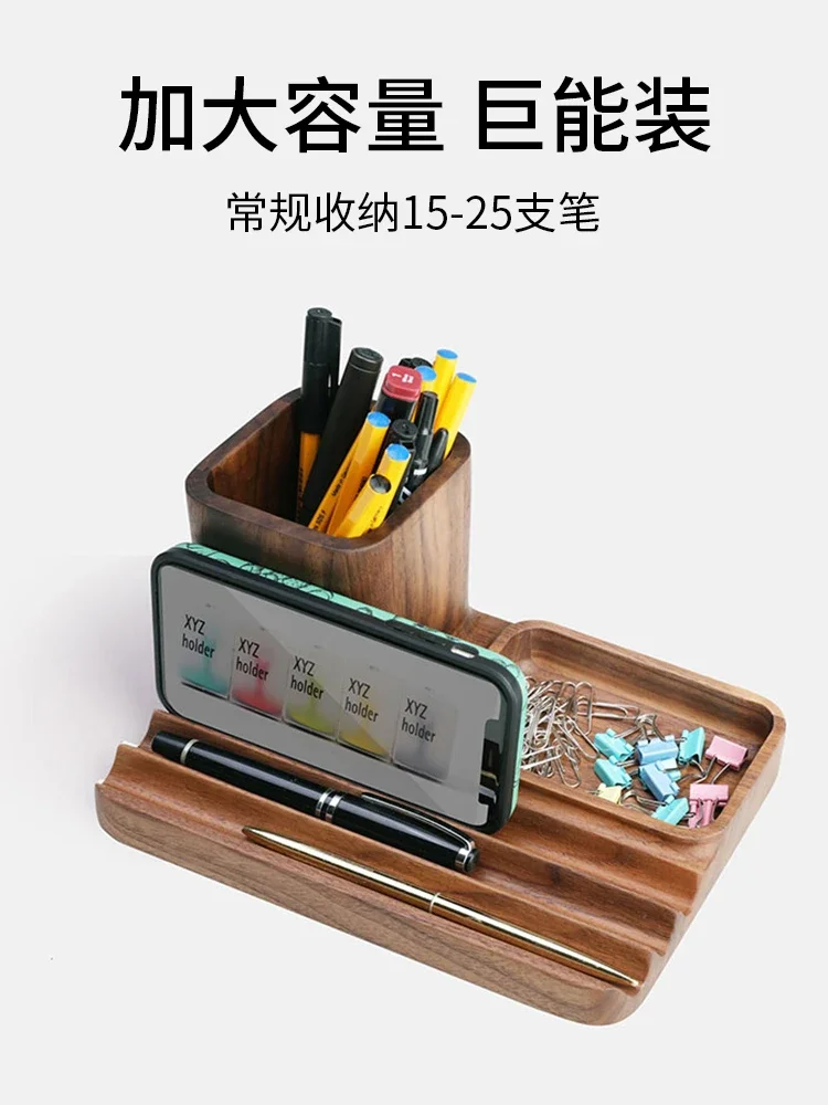 Suporte De Caneta Madeira maiça Papelaria table office escode Maquiagem Caixa Armazenamento