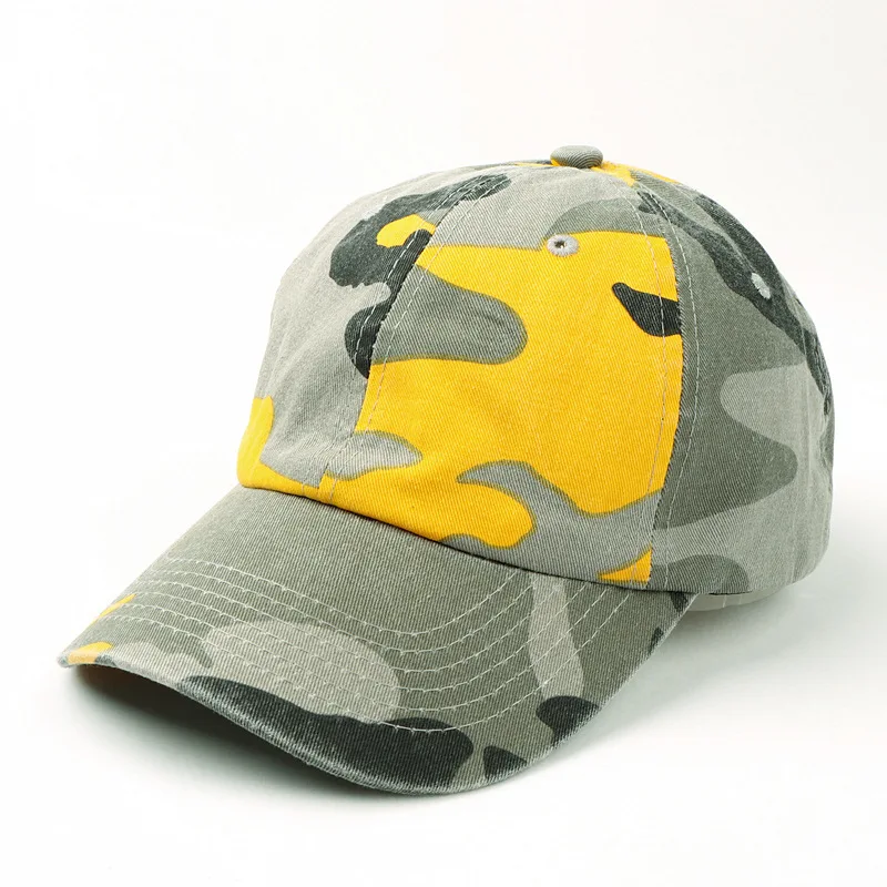 New washed denim camouflage curved brimmed baseball cap for spring and summer men's women's fashionable duckbill