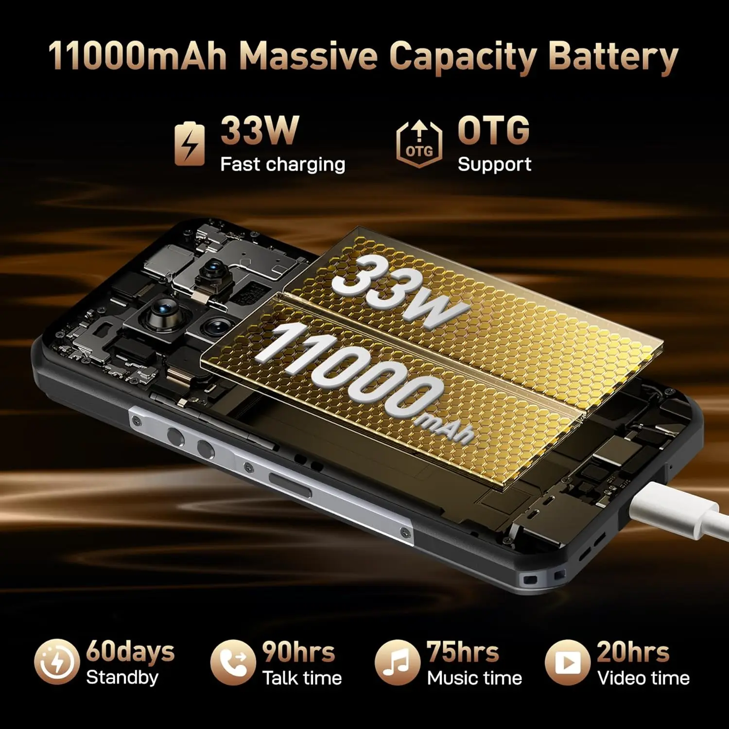 Прочный телефон OUKITEL WP39 PRO 5G, разблокированный сотовый телефон, 2025–36 ГБ + 512 ГБ2 ТБ, аккумулятор 11 000 мАч (33 Вт), прочный Smartph с функцией 6,6 дюйма FHD + дисплей (art.: 3920d377fbdb0) - 3920d377fbdb0