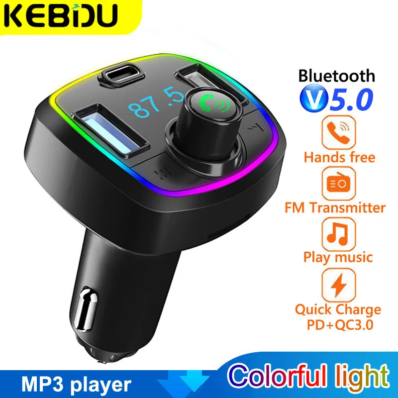 

Bluetooth 5.0 FM Transmitter MP3 Player Wireless Audio Receiver PD 18W QC3.0 USB Fast Charging Handsfree Car Kit FM Modulator