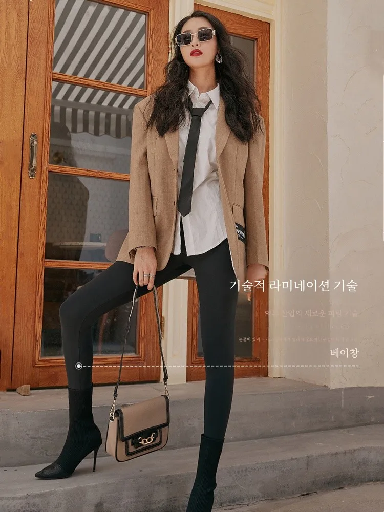 And Mu a D2u327 шлифовка тонкий бархат теплый крой трехмерные бедра с высокой талией