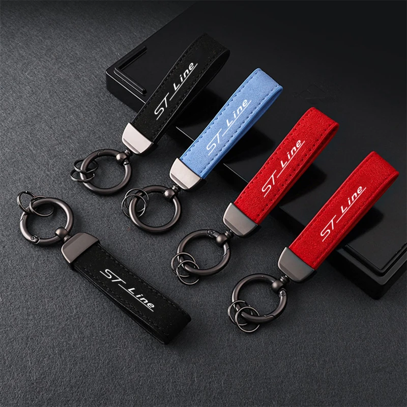 Anti-Lost Leather Car Keyring Auto Vehicle KeyChain For Ford ST LINE Ford FOCUS 2 FOCUS 3 Mondeo Fiesta Kuga MK2 MK3 Accessories