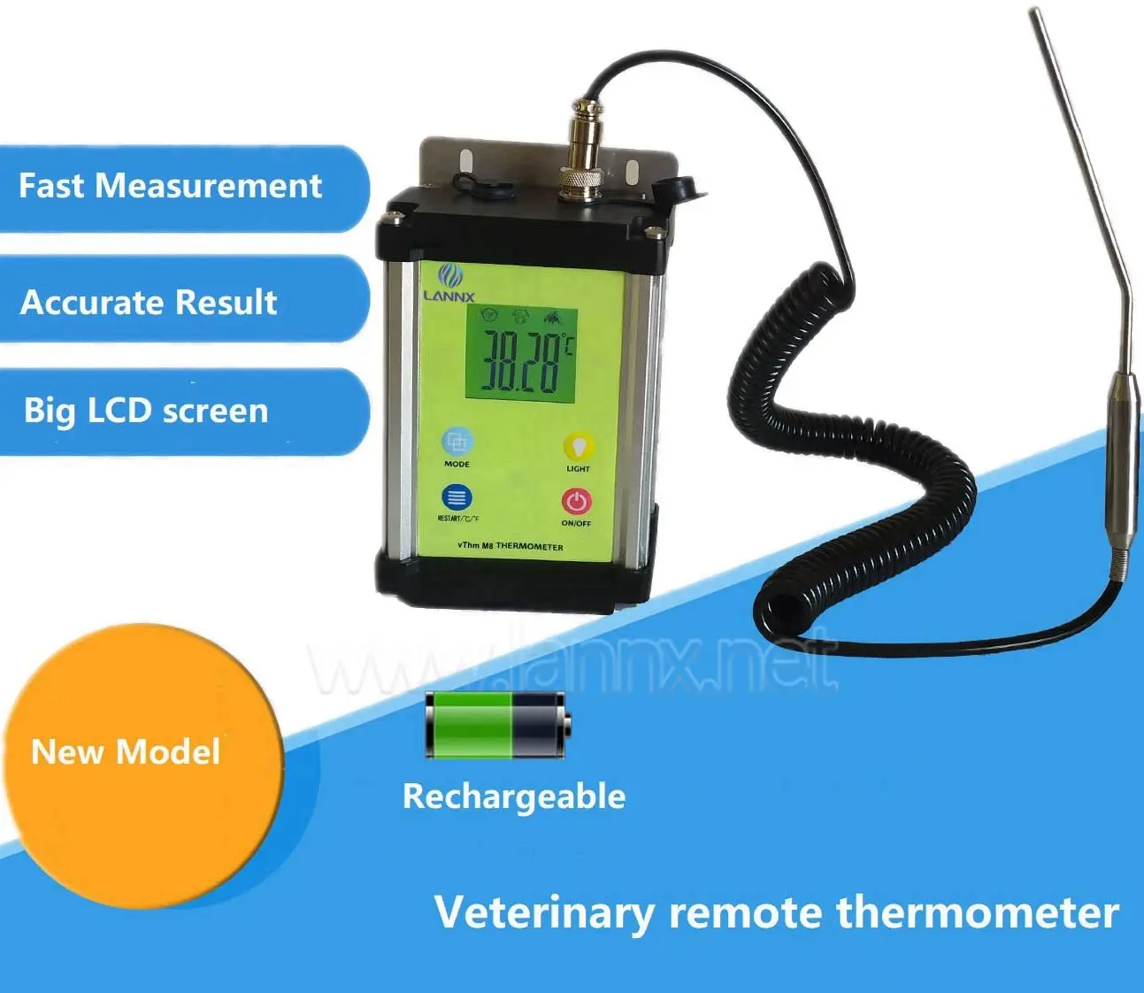 LANNX vThm M8 Электронный термометр для животных Профессиональный водонепроницаемый