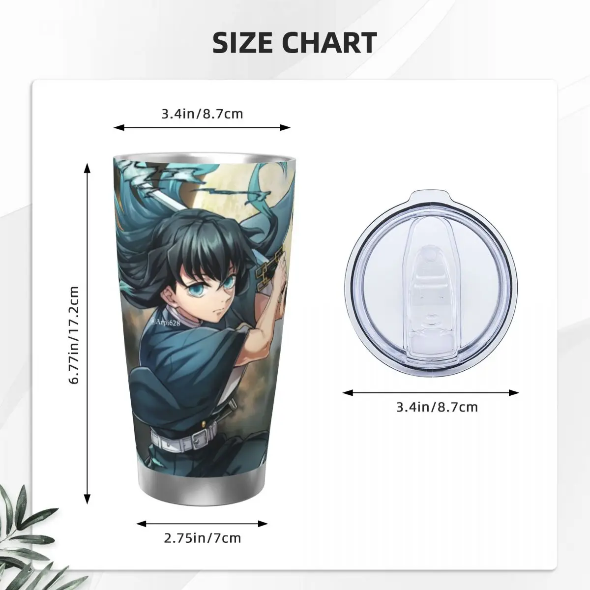Muichiro Tokito Demon Slayer 20 унций автомобильная кружка из нержавеющей стали соломенная