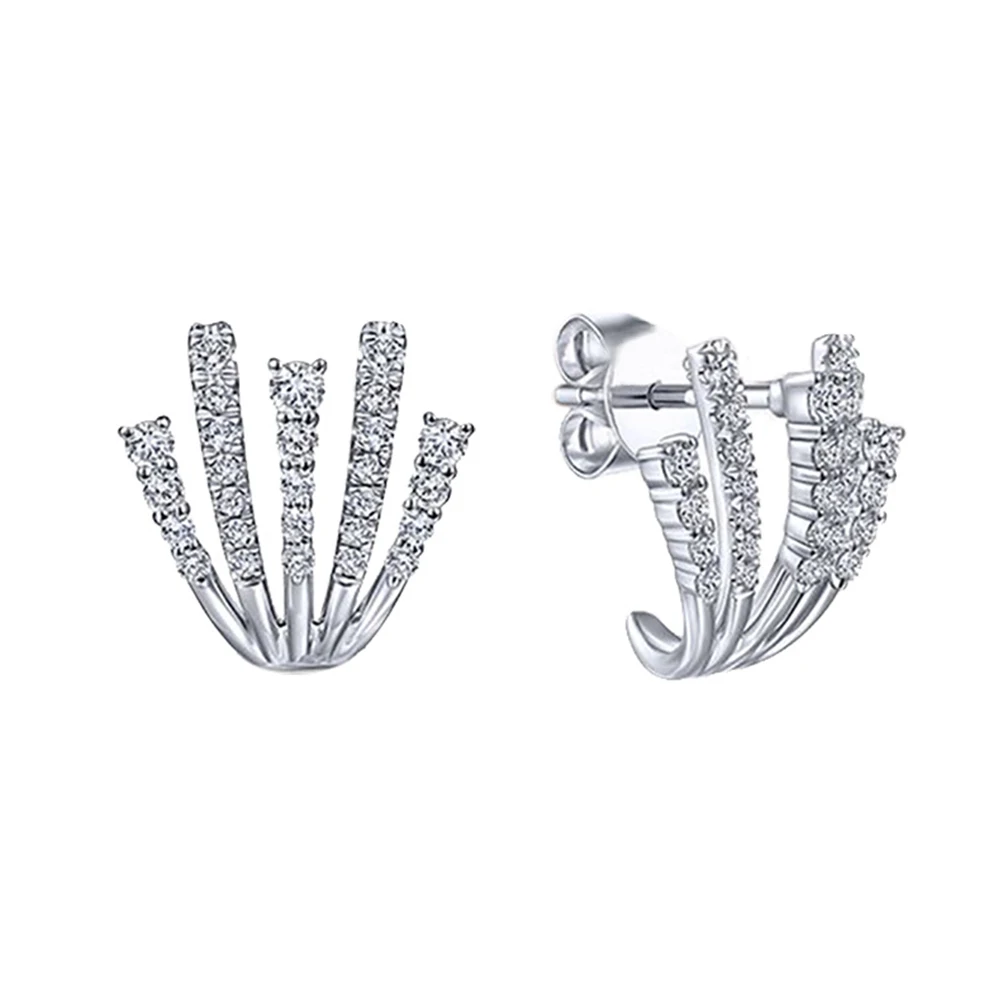 

Huitan Luxury Silver Color Claw Stud Earrings for Women Crystal Cubic Zirconia Fashion Earrings Luxury Bridal Wedding Jewelry