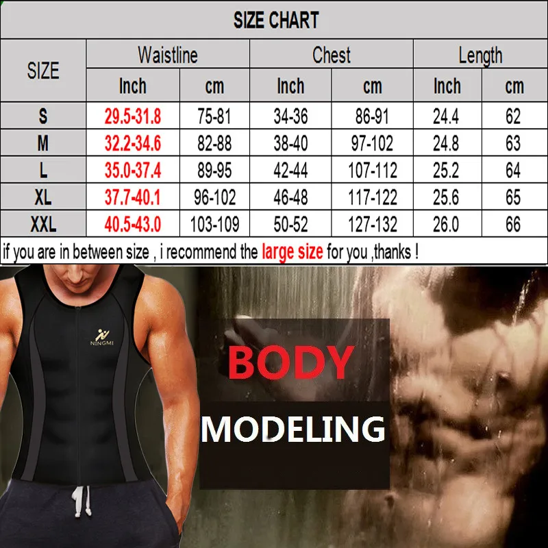 NINGMI Men Sauna Vest Slimming Waist Trainer Tank Top Neoprene Slim Body Shaper Male Workout Corset Compression Shapewear Strap