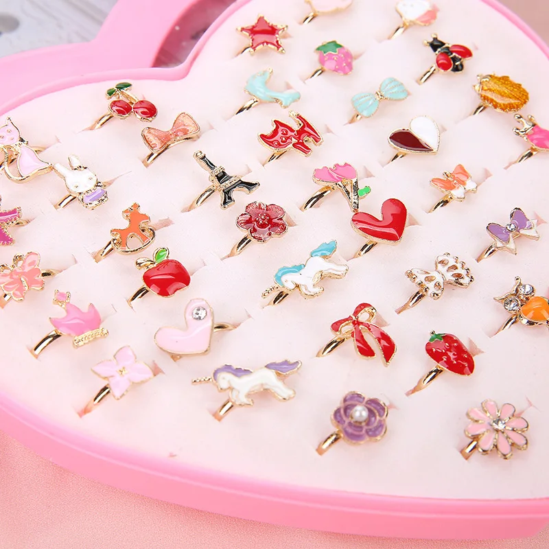 

Little Girl 36 Pieces Set of Gold Jewelling Adjustable Rings