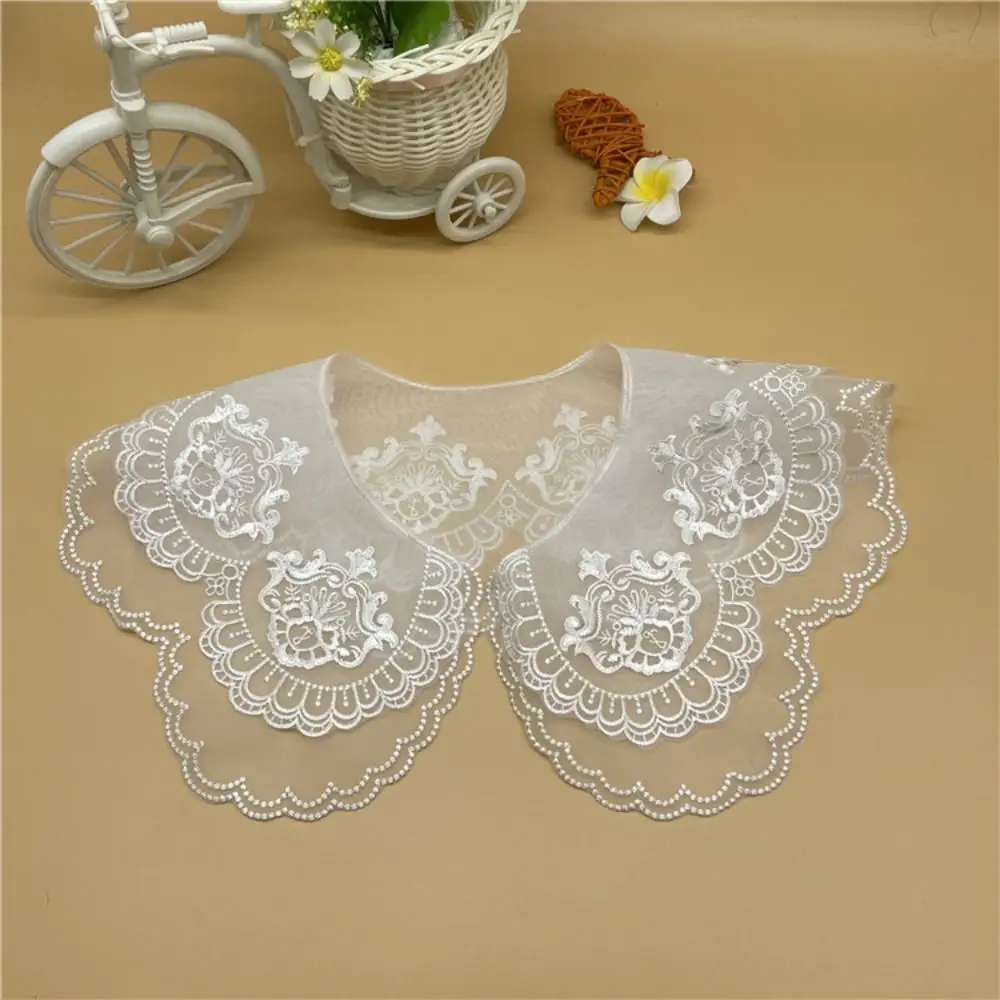 

Вышитый съемный кружевной шифоновый воротник с большим лацканом, Дамская шаль, накидка для куклы, накладной воротник