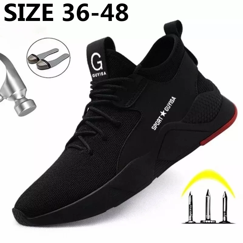 

Men Work Safety Boot Steel Toe Safety Shoes Anti-Piercing Breathable Working Shoes Indestructible Shoes Men Work Sneakers