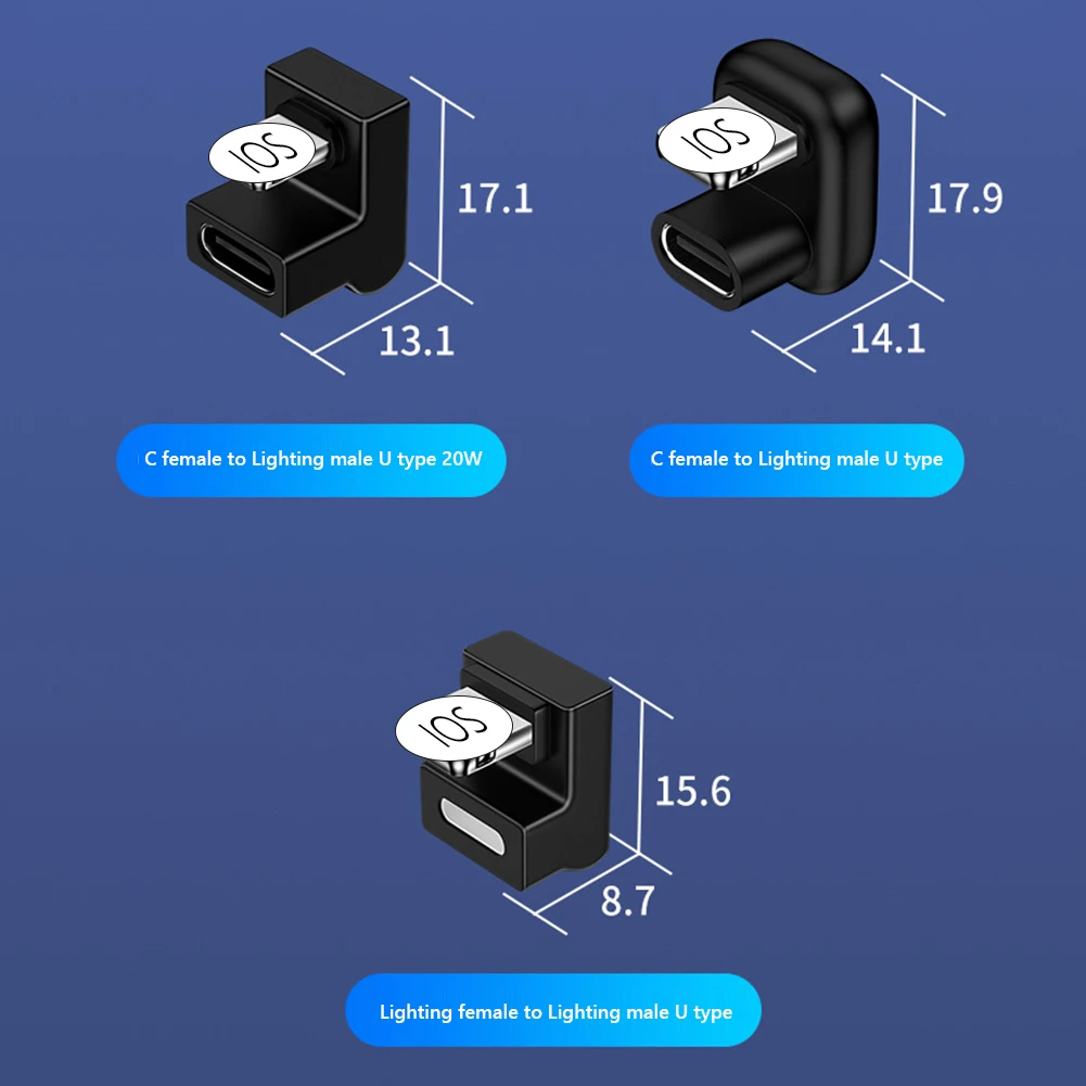 Вертикальный адаптер USB C для IOS 180 градусов/U-образный PD 20 Вт быстрая зарядка