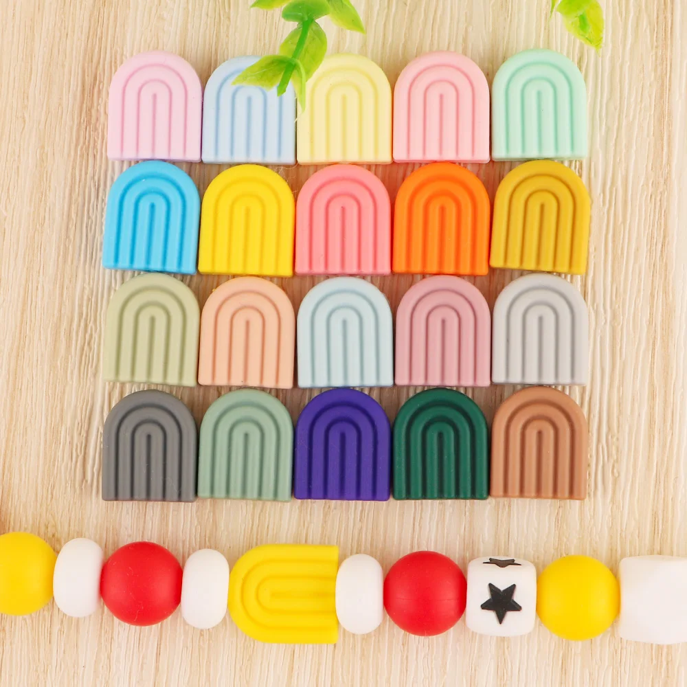 5/10/15 шт., радужные силиконовые бусины для пустышек