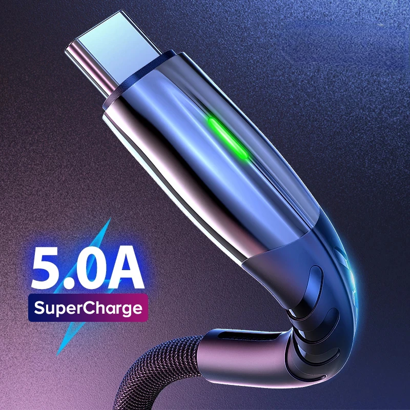 

5A 2m USB Type C Cable Micro USB Fast Charging Mobile Phone Charger Type-C Data Cord For Huawei