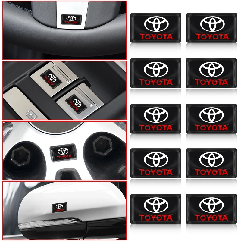 

10pcs Car Logo UV Decorative Stickers for Toyota Camry Corolla RAV4 Highlander FJ Cruiser Land Yaris Car Accessories Decor Goods