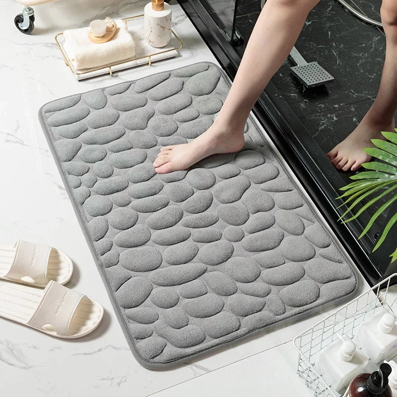 

Rug Side Room Mat Bath Embossed Non-slip Carpet Rugs Bathroom Bathtub Absorbent Doormat Cobblestone Memory Foam Area Shower