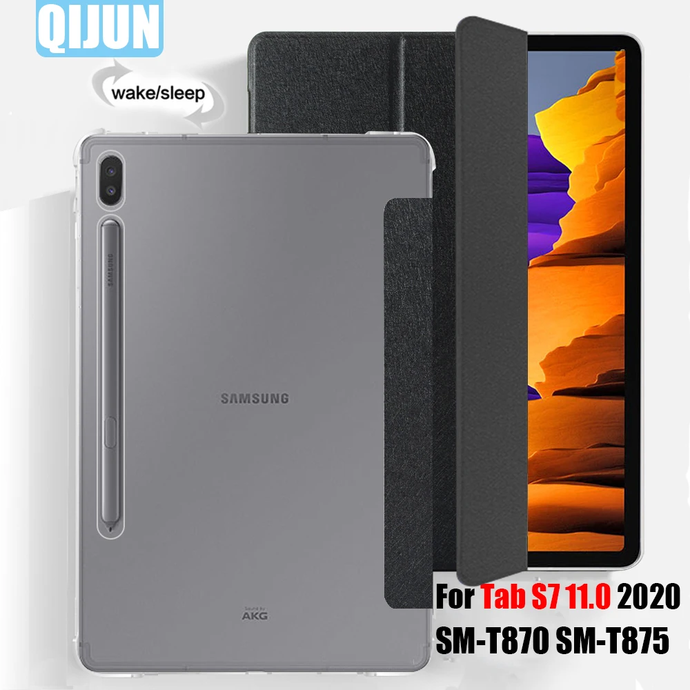 

For Samsung Galaxy Tab S7 11.0" 2020 Tablet Case Smart Wake Cover funda flip Leather Tri fold Sleeve stand case SM-T870 SM-T875