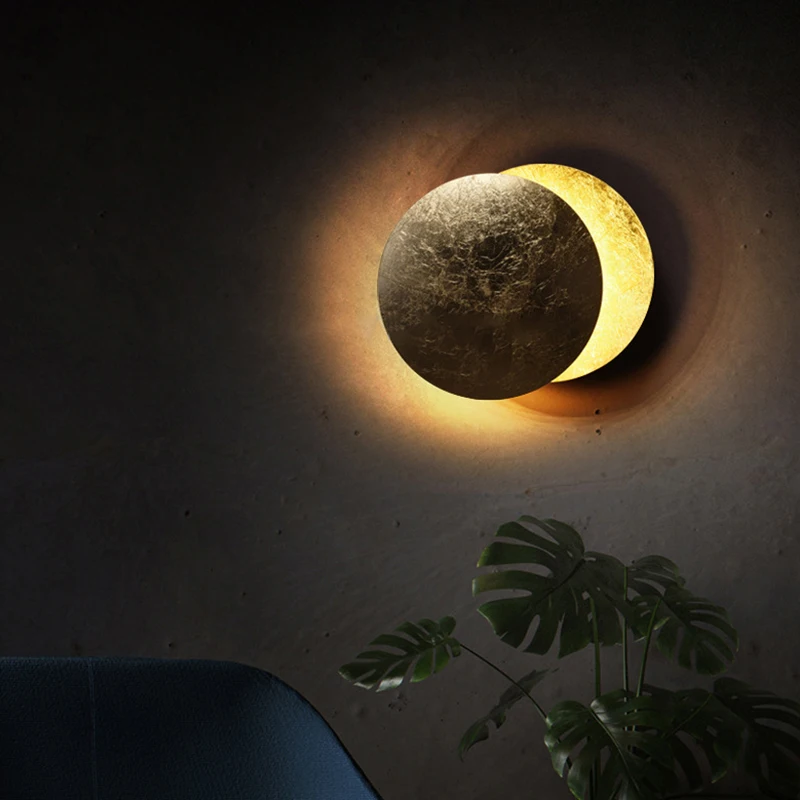 

Современная круглая настенная лампа для коридора, комнатное прикроватное освещение для спальни Eclipse, украшение для гостиной